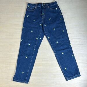 BDG Dark‎ Blue Jeans with Yellow Floral Embroidery